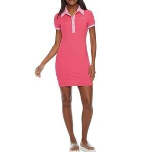 NWT Juicy Couture Women Medium Hot‎ Pink Preppy Polo Tennis Dress Shirt Dress